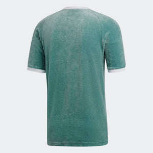 Mens Adidas Originals Cozy Velour Tee Shirt In Vapour Steel Green - Simons Sportswear