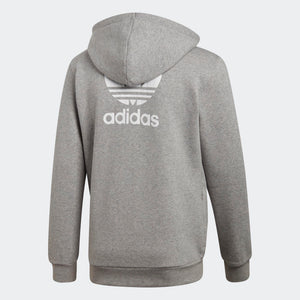 Mens Adidas Originals Fleece Trefoil Hoodie Sweatshirt In Heather Grey - Simons Sportswear