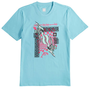 Mens Adidas Originals Maegley Tee Shirt In Light Aqua Pink Black - Simons Sportswear