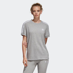 Womens Adidas Originals 3-Stripes Tee Shirt In Heather Grey - Simons Sportswear