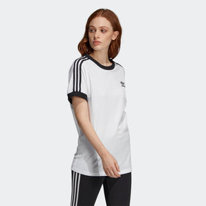 Womens Adidas Originals 3-Stripes Tee Shirt In White Black - Simons Sportswear