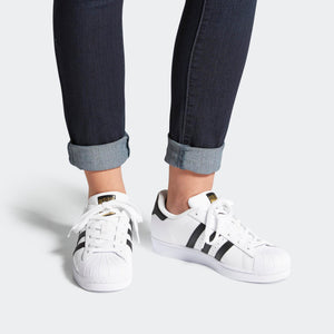 Womens Adidas Originals Superstar Shell Toe Classic Sneakers In White Black - Simons Sportswear