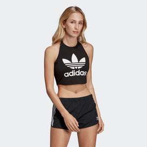 Womens Adidas Originals Trefoil Halter Tank Top Shirt In Black White - Simons Sportswear