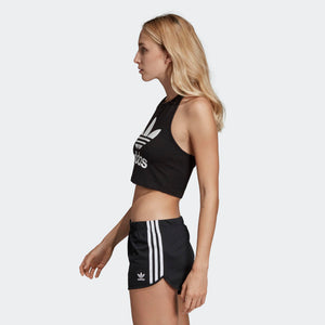 Womens Adidas Originals Trefoil Halter Tank Top Shirt In Black White - Simons Sportswear