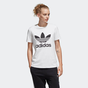 Womens Adidas Originals Trefoil Tee Shirt In White Black - Simons Sportswear