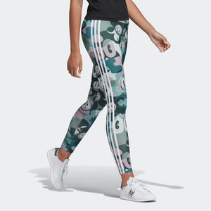 Womens Adidas Originals X Hattie Stewart 3-Stripes Toon Camo Tights Leggings In Multi Camo - Simons Sportswear