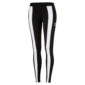 Womens Puma Classics T7 Tights Leggings In Black White - Simons Sportswear