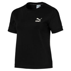 Womens Puma Classics Tight T7 Tee Shirt In Black White - Simons Sportswear